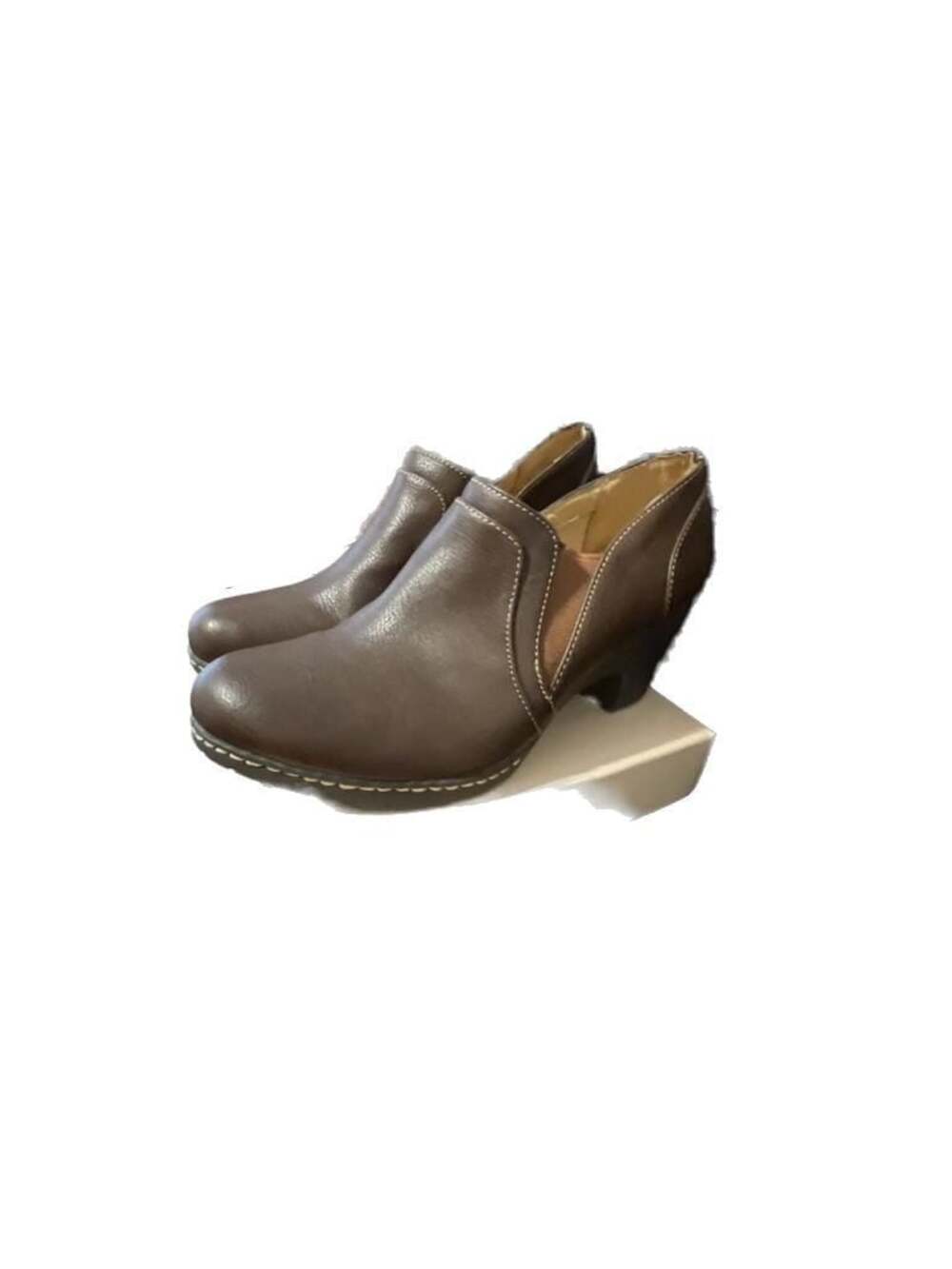 Croft & Barrow Brown Faux Leather Ankle Bootie Heels Ortholite